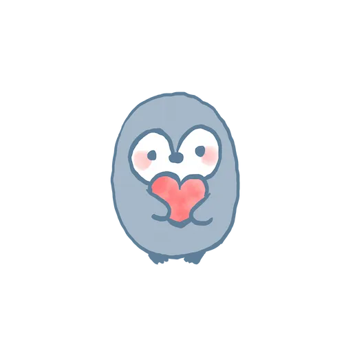 ハートを抱えるペンギンのイラスト